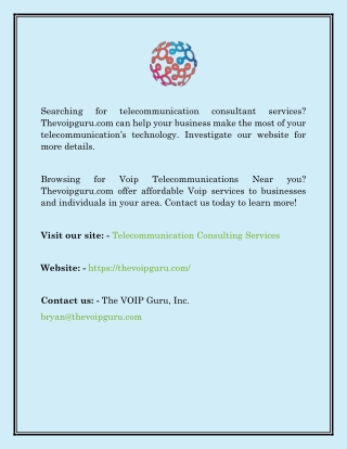 Telecommunication Consulting Services  Thevoipguru.com