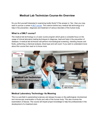 Medical Lab Technician Course-An Overview