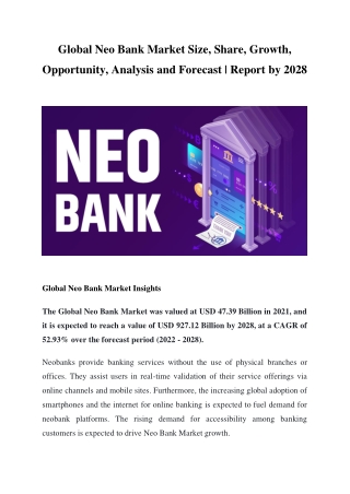 Global Neo Bank Market Size, Share, Growth, Opportunity and Forecast 2028