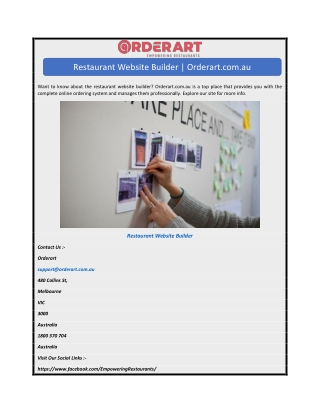 Restaurant Website Builder  Orderart.com