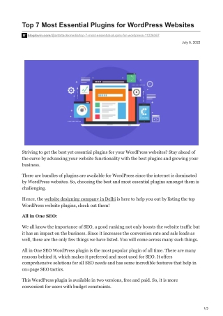 Top 7 Most Essential Plugins for WordPress Websites