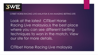 Citibet Horse Racing Live Malaysia Is An Amazing Betting Site