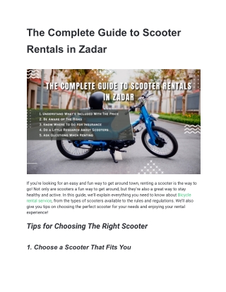 The Complete Guide to Scooter Rentals in Zadar