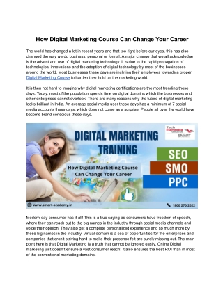 How Digital Marketing Course Can Change Your Career