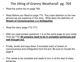 The Jilting of Granny Weatherall pg. 769