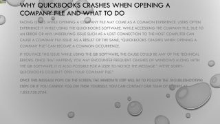 Find out why QuickBooks Crashes when Opening a Company File