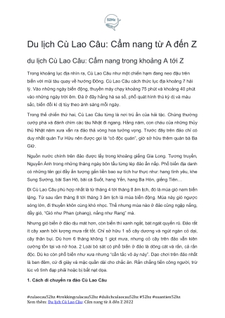 Kham Pha Diem Du Lich Cu Lao Cau Cung 52hz Tu a Den z