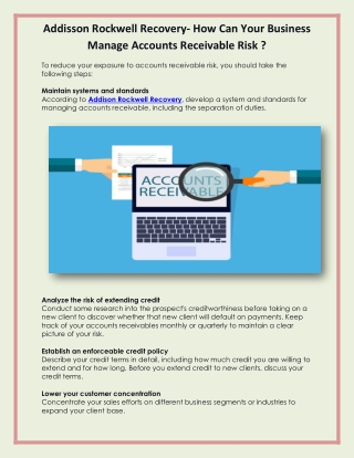 Addisson Rockwell Recovery- How Can Your Business Manage Accounts Receivable Risk