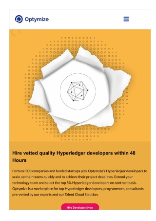 Hire vetted quality Hyperledger developers within 48 Hours | Optymize