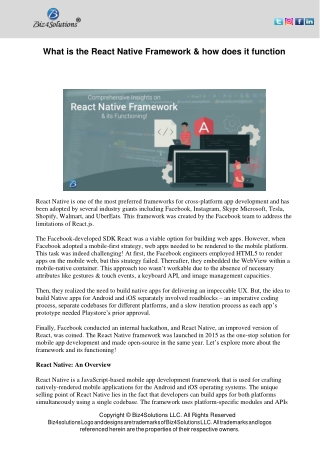 What is the React Native Framework & how does it function