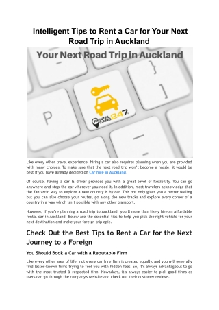 Intelligent Tips to Rent a Car for Your Next Road Trip in Auckland