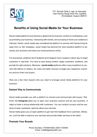 Benefits of Using Social Media for Your Business
