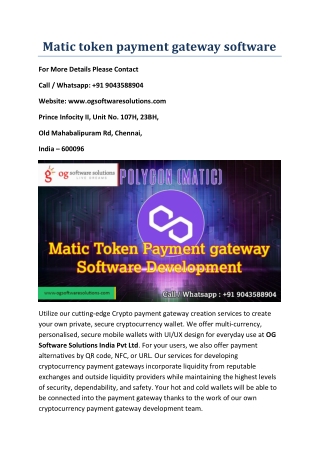 Matic token payment gateway software development