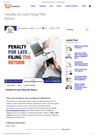 know about Penalty for Late Filing TDS Return | Academy tax4wealth