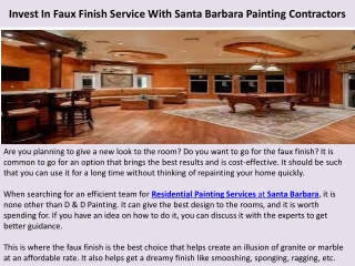 Invest In Faux Finish Service With Santa Barbara Painting Contractors
