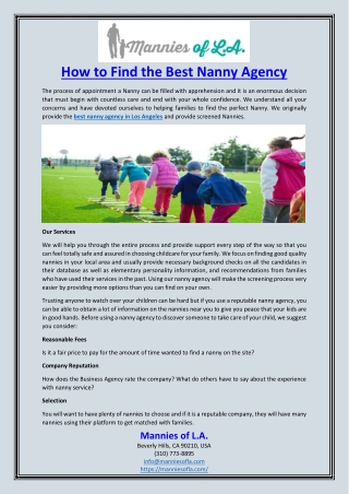 How to Find the Best Nanny Agency