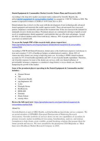 Dental Equipment & Consumables Market