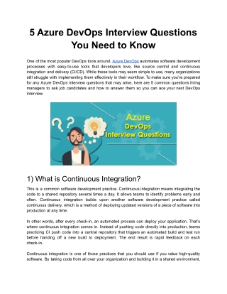 5 Azure DevOps Interview Questions You Need to Know