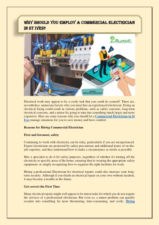 Why Should You Employ a Commercial Electrician in St Ives