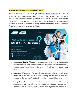 What are the Career Aspects of MBBS in Russia?