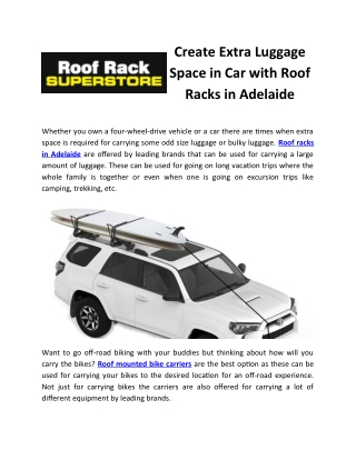 Create Extra Luggage Space in Car with Roof Racks in Adelaide