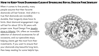 How to Keep Your Diamonds Clean & Sparkling Royal Design Fine Jewelry