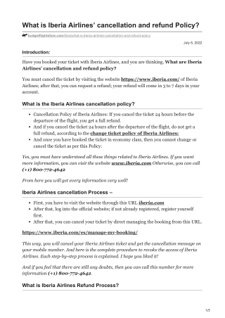 Iberia Airlines cancellation policy