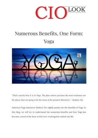 Numerous Benefits, One Form: Yoga | CIOLOOK Magazine