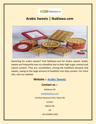 Arabic Sweets | Ibaklawa.com