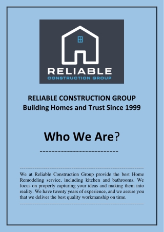 Home Remodeling Near Me - Reliable Construction Group