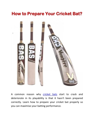 How to Prepare Your Cricket Bat?