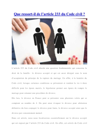 Que dit l'article 233 du Code civil ?