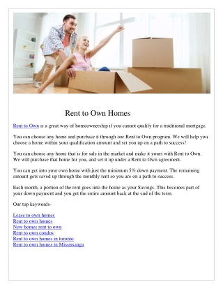 Rent to Own Homes