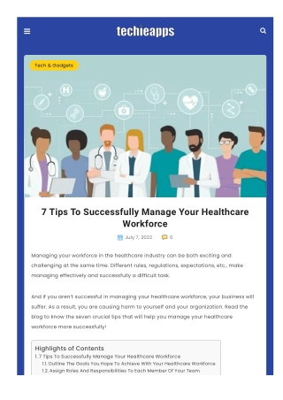 7 Tips To Successfully Manage Your Healthcare Workforce