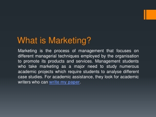 What is Marketing