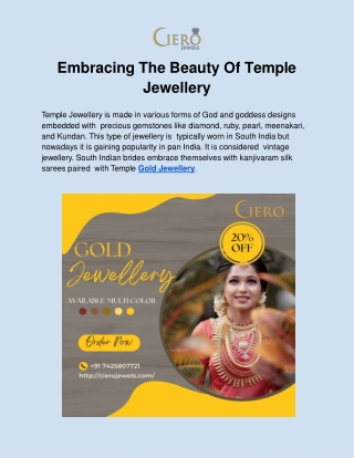 Embracing The Beauty Of Temple Jewellery