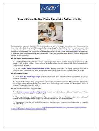 How to Choose the Best Private Engineering Colleges in India?