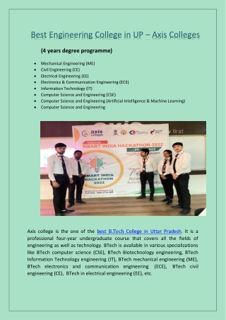 Top B.Tech Colleges in India - Axis Colleges