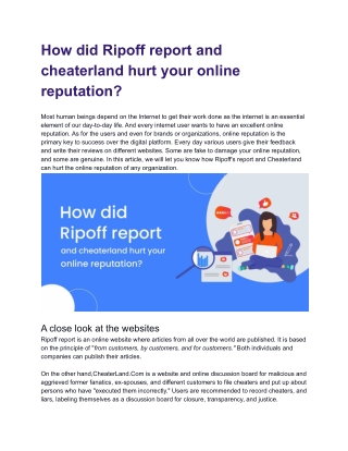 How did Ripoff report and cheaterland hurt your online reputation.docx