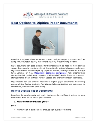 Best Options to Digitize Paper Documents