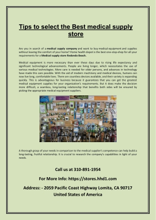 Tips to select the Best medical supply store