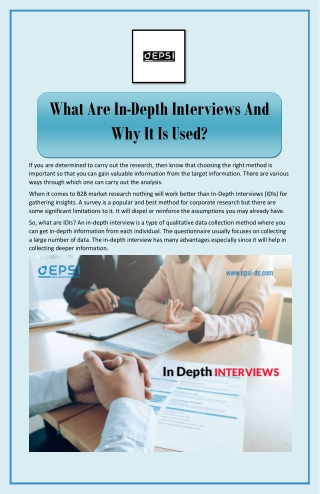 What Are In-Depth Interviews And Why It Is Used?