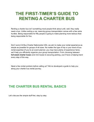 THE FIRST-TIMER’S GUIDE TO RENTING A CHARTER BUS