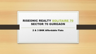 RISEONIC REALTY SOLITAIRE 70  SECTOR 70 GURGAON @ 9250933999