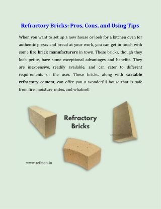 Refractory Bricks: Pros, Cons, and Using Tips