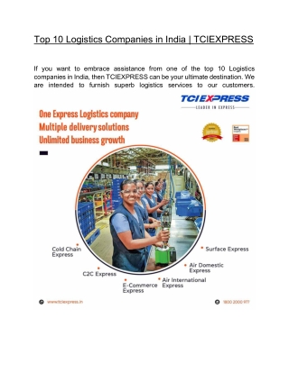 Top 10 Logistics Companies in India   | TCIEXPRESS