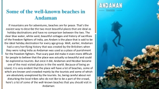 Some of the well-known beaches in Andaman