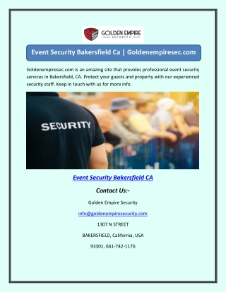 Event Security Bakersfield Ca | Goldenempiresec.com