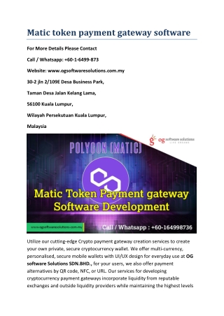 Matic token payment gateway software development