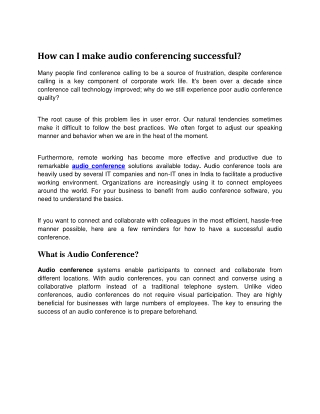 How can I make audio conferencing successful